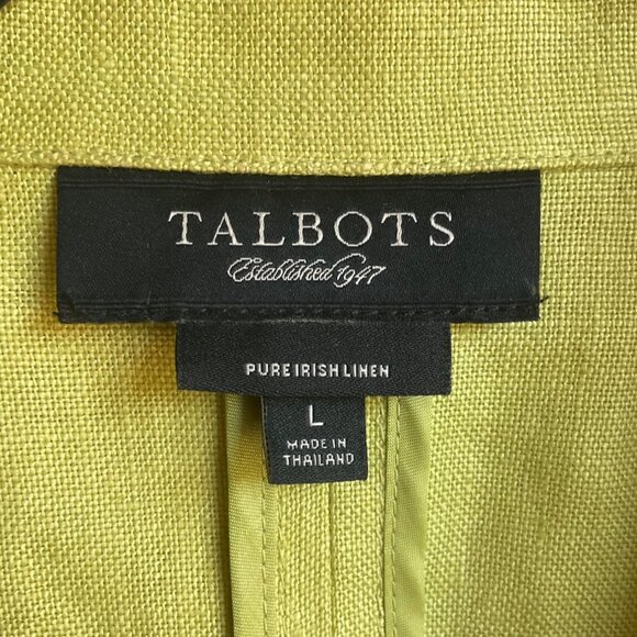 Talbots Large Jacket Blazer Lime Green Chartreuse Pure Irish Linen Old Money - Picture 3 of 11